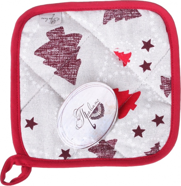 Прихватка Christmas tree 20x20 см бежевий із червоним Прованс 