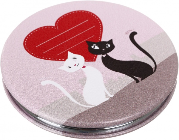 Зеркало карманное косметическое Лідер Канц Котик круглое 12 вариантов в ассортименте 