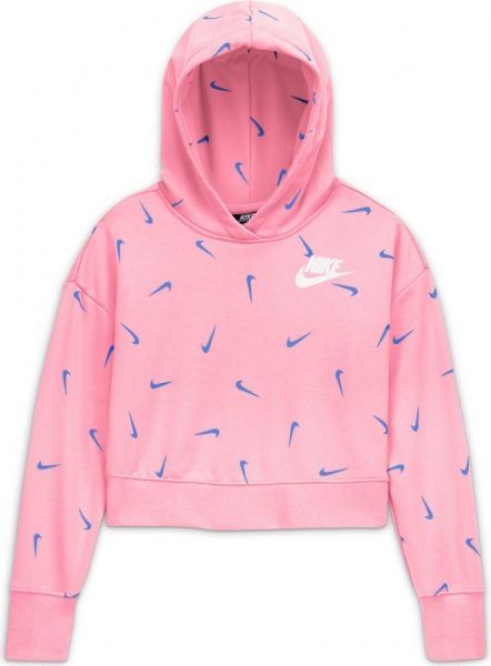 Джемпер Nike G NSW AOP CROP FT HOODIE CZ2566-654 р. XS розовый