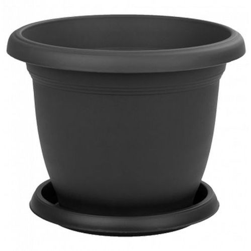 Горшок Serinova с поддоном VІLLA FLOWER №8 круглый 14 л антрацит (V508ANTHRACITE 11647) 