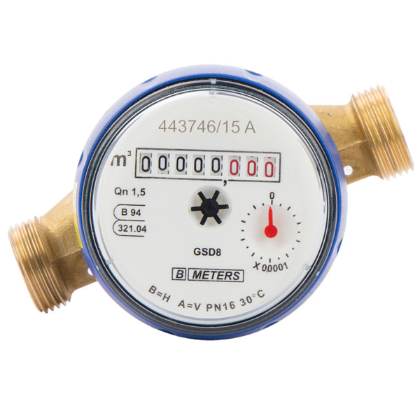 Счетчик холодной воды B-Meters со штуцерами GSD8-I ½ R100 L=110 мм