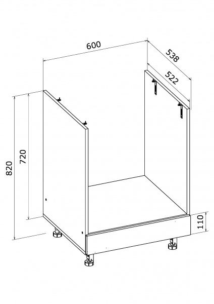 Тумба нижняя под духовку МС Мэри НД 60х82х53,8 см дуб платиновый/белый Грейд