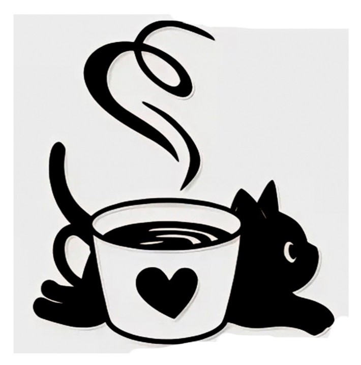 Панно декоративное Brushme Чашка с котенком 34x34 см черный