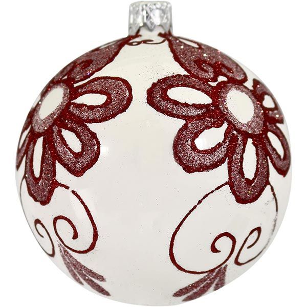 Шарик новогодний 6236-11 белый 80 мм