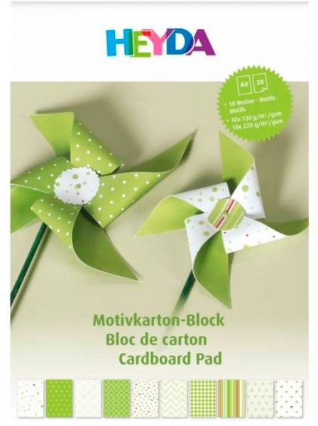 Набор дизайнерской бумаги зеленый матовый 20 шт А4 (21х29,7 см) 100-220г/м2 Heyda