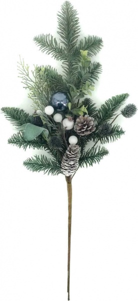 Гілочка декоративна New Star хвойний мікс з кульками та шишками 60 см A3-51172 