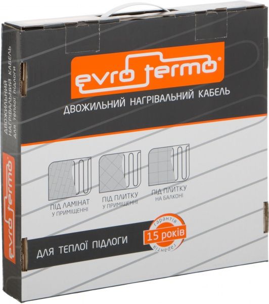 Нагревательный кабель Evro-Termo 15, 0,7–1,1 кв.м