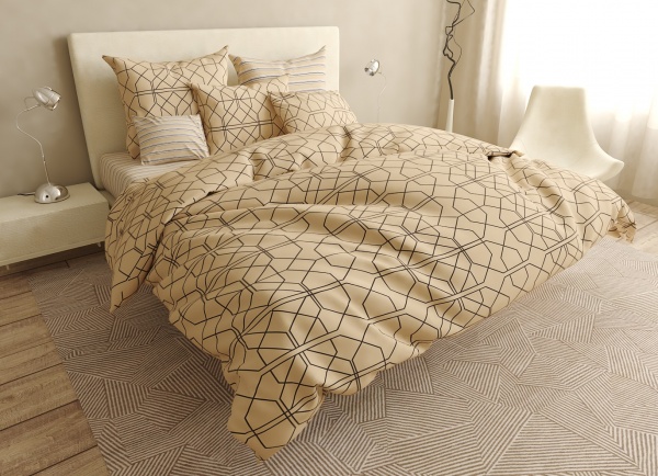 Комплект постельного белья семейный Diamond бежевый UP! (Underprice) 