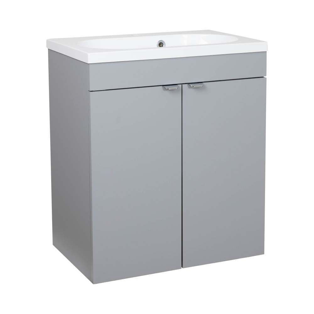 Тумба RIO (серая) с умывальником Status 60 см