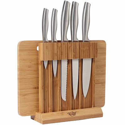 Набір ножів на підставці 7 предметів (з дошкою для нарізання) Wikinger 29-305-014 Krauff