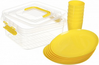 Набор для пикника Joy 13 предметов желтый G-427/13 Gondol Plastic