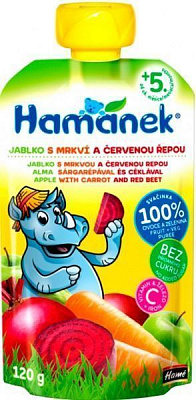 Пюре Hamanek Яблоко с морковью и свеклой 120 г 8595139790523 