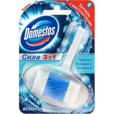 Туалетный блок Domestos Сила 3 в 1 Атлантик 