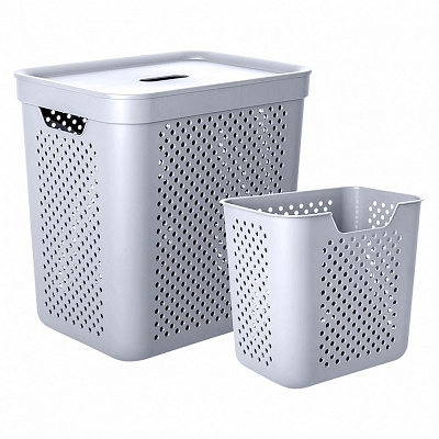 Корзина для белья Алеана Simple с органайзером 35 л серый