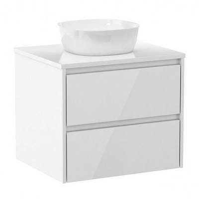 Тумба підвісна Imprese Netka 60 см f3201W зі стільницею і умивальником, біла