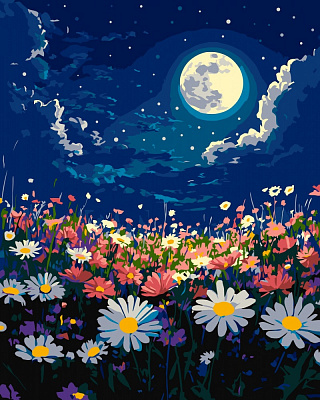 Картина по номерам Мистическая ночь над весенним лугом ©art_selena_ua 40х50 см Ideyka
