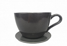Горшок керамический Чашка с подставкой круглый 1 л графит 
