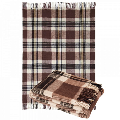 Плед напіввовняний 40/2 140x200 см коричневий у клітинку Ярослав