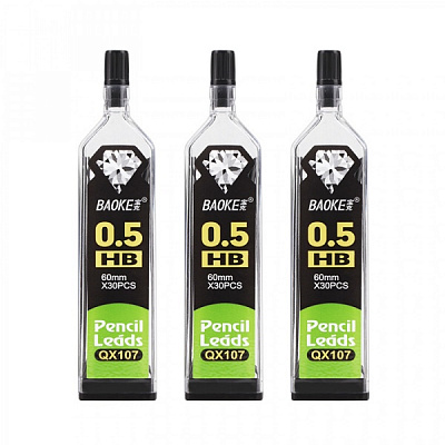 Стрижень НВ 0.5 мм 60 мм х 30 шт у тубі QX107 Baoke