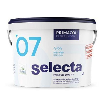 Краска интерьерная латексная Primacol Professional SELECTA 07 мат белый 10л 