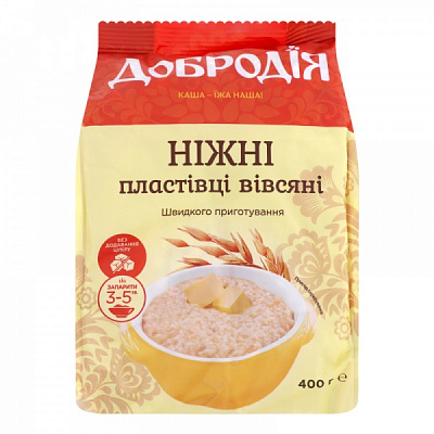 Пластівці вівсяні Добродія Ніжні 400 г