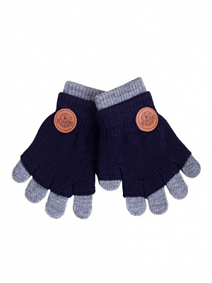 Рукавички YO! Надпис р.14 сірий із синім