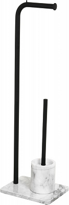 Стойка для туалета Sensio Marble с ершиком 22х17х70 см белый с черным
