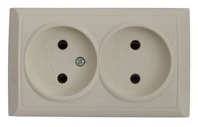 Розетка подвійна без заземлення UP! (Underprice) без шторок без кришки кремовий 2212 CREAM