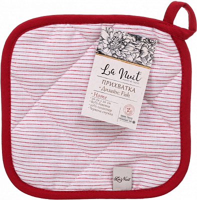 Прихватка красная полоска 20x20 см красный La Nuit 