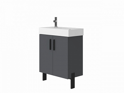 Тумба напольная ЮВЕНТА Manhattan - 65 серый с умывальником Stance-65