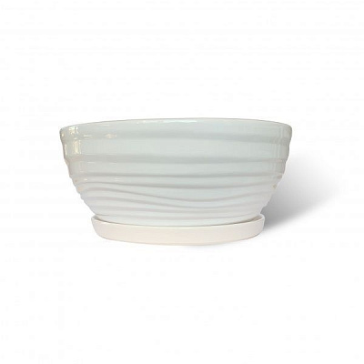 Горшок керамический Резон Бонсайка круглый 5,5л белый 