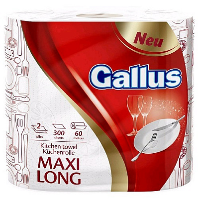 Бумажные полотенца Gallus Maxi Long 60 м двухслойная 2 шт.