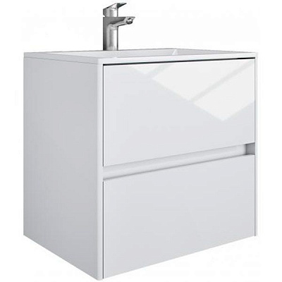 Тумба подвесная Water House Preference N2 60 МДФ белый глянец под умывальник Амальфи 60