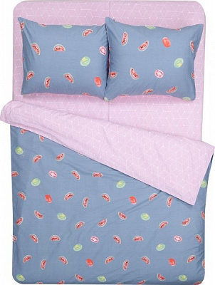 Комплект постільної білизни Watermelon 1,5 сірий із рожевим La Nuit