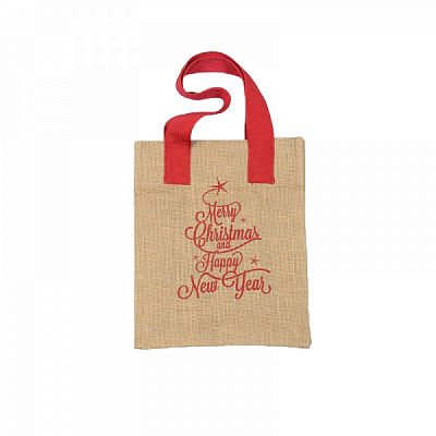 Сумка для подарунків джутова S (Red) Takasumka