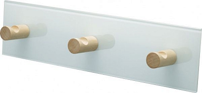Вішалка настінна скло біле дерев'яні гачки Z-3-GB (W)
