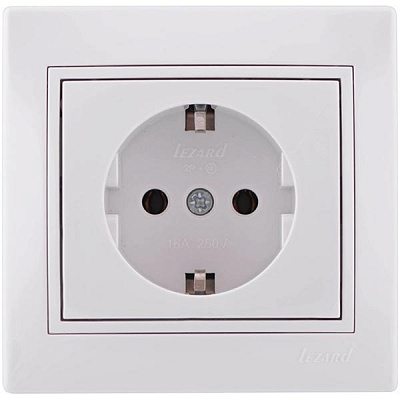 Розетка із заземленням Lezard Mira 16 А 250 В 701-0202-122В без шторок білий