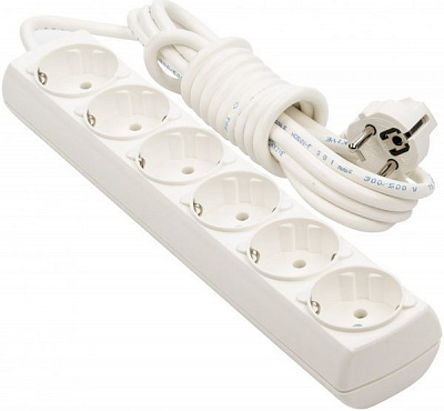 Удлинитель Borsan с заземлением 6 гн. белый 3 м BR-1556-3 