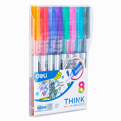 Роллер Deli Think микс 0,5 мм 8 шт. EQ300-8C