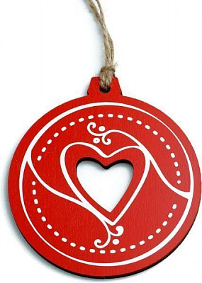 Подвеска Шар красный Сердце 9 см dEI-09_05 