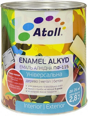 Эмаль Atoll алкидная ПФ-115 вишневый глянец 2,6кг