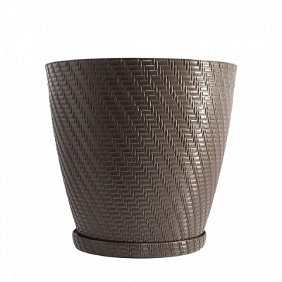 Горшок пластиковый MN PLASTIKA с подставкой круглый 20 л коричневый 