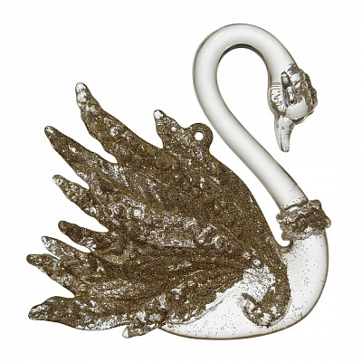 Прикраса новорічна MIS LT Лебідь 12 см прозорий із золотим