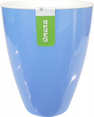 Горщик пластиковий Омела Самозволожуючий 0,6 л круглий блакитний