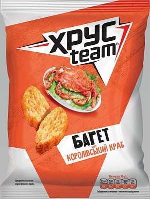 Сухарики ХрусTeam Багет со вкусом королевского краба 60 г (4823063111836) 