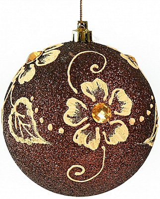 Куля новорічна Квіточки коричневий