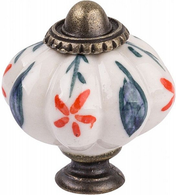 Мебельная ручка 31454 античная бронза/с цветочками Ferro Fiori CR 9140.34