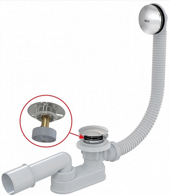 Сифон для ванны Alca Plast Сифон для ванны CLICK/CLACK, металл с переливом 57см A507CKM