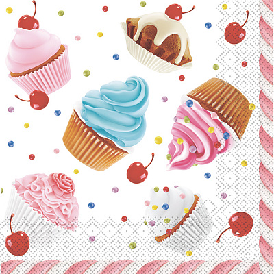 Салфетки столовые Silken Пирожные с рамкой 33х33 см 18 шт.