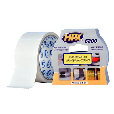 Армована стрічка HPX CW5005 6200 біла 48 мм 5 м 300 мкн